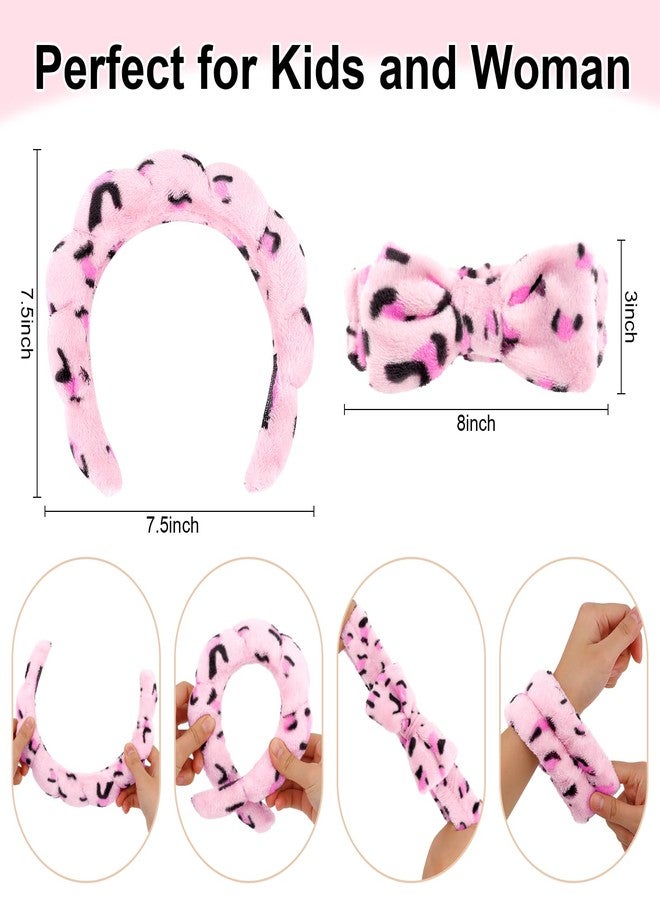 CAVETEE 6 Pack Spa Headband for Washing Face, Makeup Headband for Washing Face, Cute Puffy Bubble Headband Bow Tie Spa Headband with Washing Face Wristband Set for Women Girl - Image 2